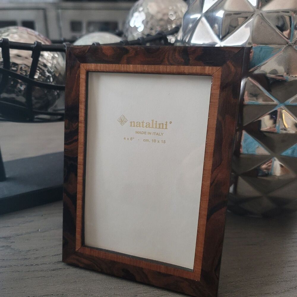 Vtg Natalini Italian Inlaid Marquetry Wood 4x6 Photo Frame Picture Portrait